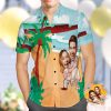 Personalised Photo Hawaiian Shirt Custom Coconut Beach Wedding Hawaiian Shirt - For men and women - Fanshubus