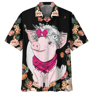 Pig Black Unique Design Unisex Hawaiian Shirt- For men and women - Fanshubus