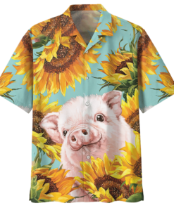 Pig Blue Unique Design Unisex Hawaiian Shirt- For men and women - Fanshubus