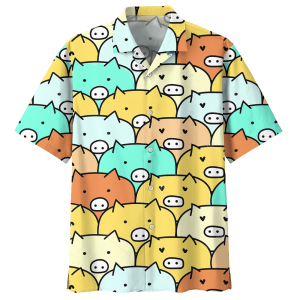 Pig Colorful Unique Design Unisex Hawaiian Shirt- For men and women - Fanshubus