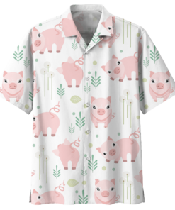 Pig White High Quality Unisex Hawaiian Shirt- For men and women - Fanshubus