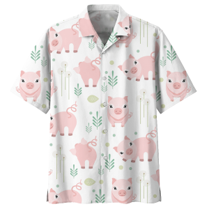 Pig White High Quality Unisex Hawaiian Shirt- For men and women - Fanshubus