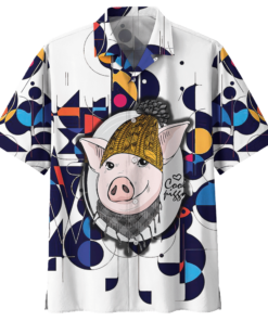 Pig White Nice Design Unisex Hawaiian Shirt- For men and women - Fanshubus