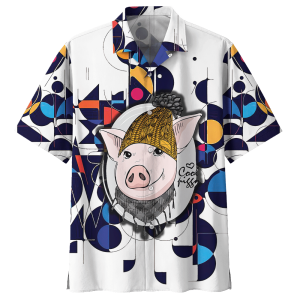 Pig White Nice Design Unisex Hawaiian Shirt- For men and women - Fanshubus