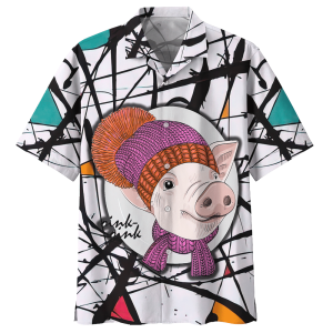 Pig White Unique Design Unisex Hawaiian Shirt- For men and women - Fanshubus