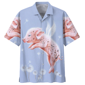 Pig Blue High Quality Unisex Hawaiian Shirt- For men and women - Fanshubus