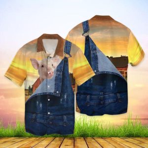 Pig In The Farm 3D Full Print Hawaiian Shirt Shirt- For men and women - Fanshubus