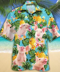 Pig Lovers Pineapple Hawaiian Shirt .