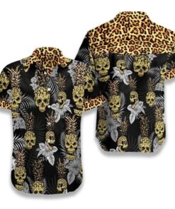 Pineapple Skull Leopard Hawaiian Shirt For Men Women - For men and women - Fanshubus