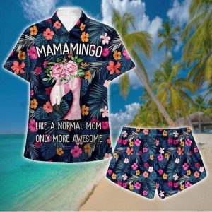 Pink Flamingo Mamamingo Beach Hawaiian Shirt Set | Hawaiian Shirt For Men | Hawaiian Shirt For Women |- For men and women - Fanshubus