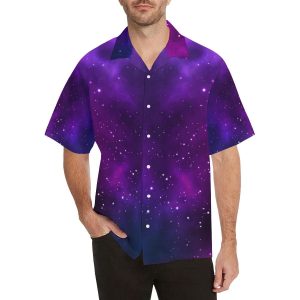 Pink Space Galaxy MenS All Over Print Hawaiian Shirt- For men and women - Fanshubus