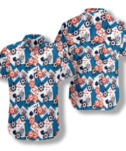 Poker Seamless Blue Pattern Hawaiian Shirt- For men and women - Fanshubus