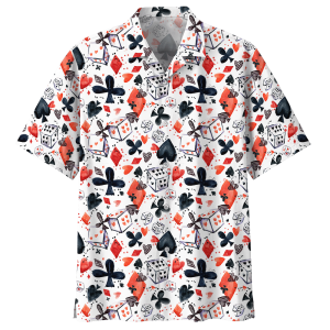 Poker White Nice Design Unisex Hawaiian Shirt- For men and women - Fanshubus