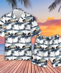 Police Car Hawaiian Shirt Set For Men Women- For men and women - Fanshubus