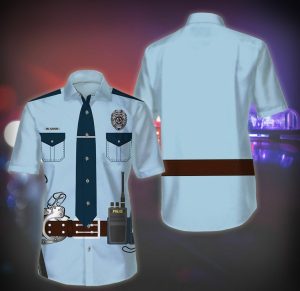 Police Officer Hawaiian Shirt Button Up Shirt- For men and women - Fanshubus