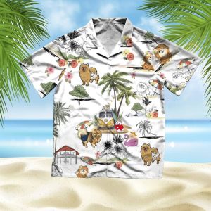 Pomeranian Hawaiian Shirt Hawaii Beach Retro - Fanshubus