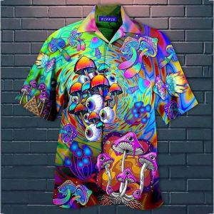 Psychedelic Art Magic Mushroom Trippy Hippie Hawaiian Shirt For Men Women- For men and women - Fanshubus