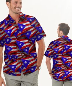 Puerto Rico Flags Men Hawaiian Shirt -  Summer Shirt -  Beach Shirts .