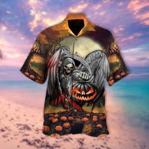 Pumpkin and Skull Lantern Halloween Hawaiian Shirt- For men and women - Fanshubus