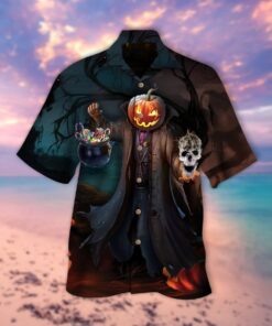 Pumpkin Head Halloween Hawaiian Shirt- For men and women - Fanshubus