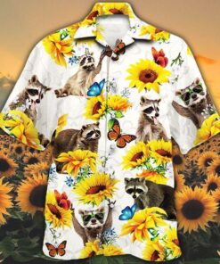 Raccoon Lovers SunFlower Hawaiian Shirt- For men and women - Fanshubus