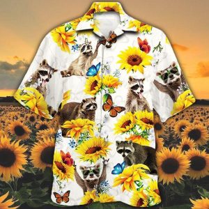 Raccoon Lovers SunFlower Hawaiian Shirt- For men and women - Fanshubus