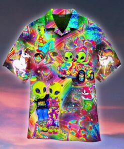 Rainbow Sweet Alien Hawaiian Shirt- For men and women - Fanshubus