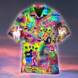 Rainbow Sweet Alien Hawaiian Shirt- For men and women - Fanshubus