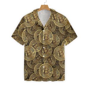 Realistic Bitcoin Cryptocurrency Hawaiian Shirt- For men and women - Fanshubus