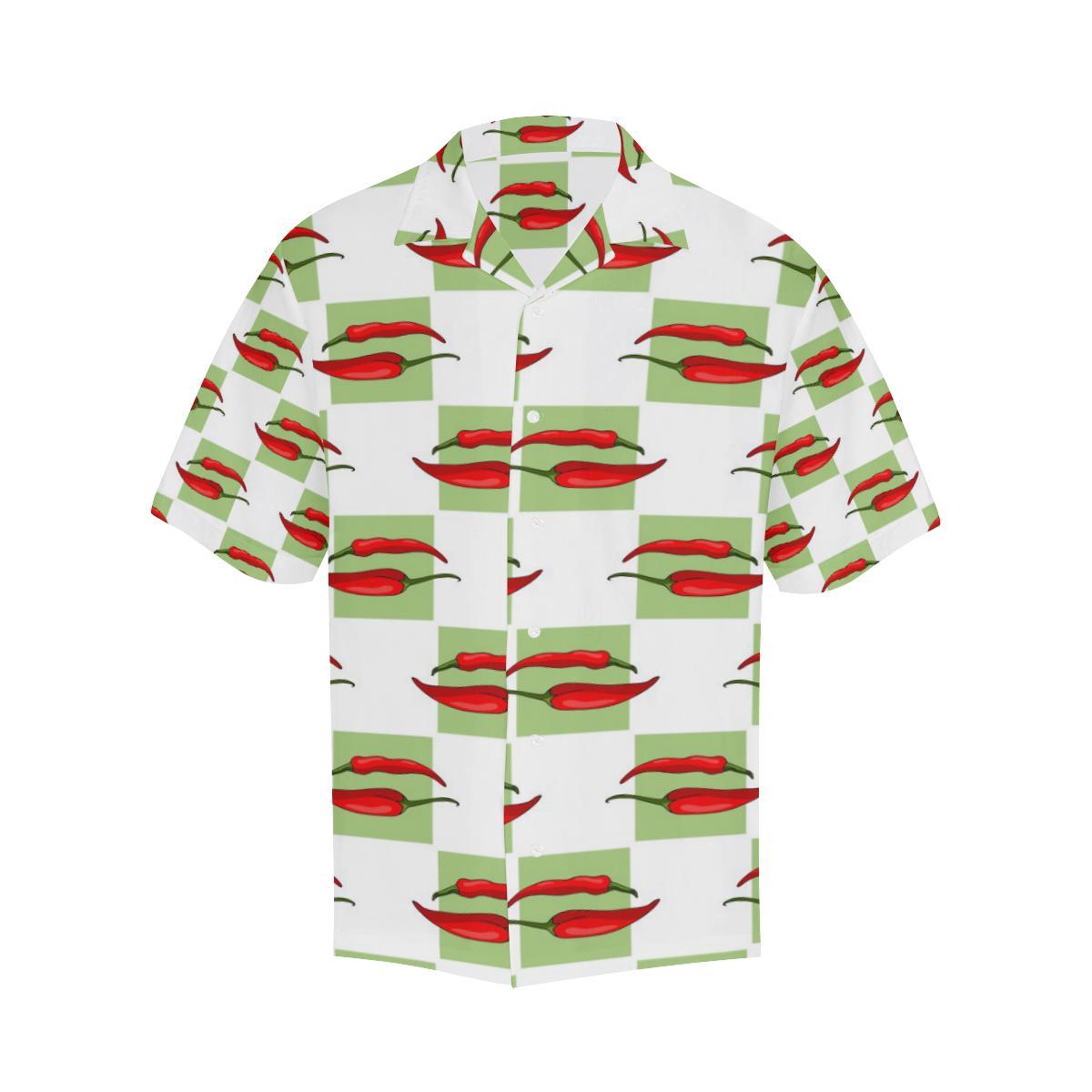 red_chili_pattern_green_white_background_mens_all_over_print_hawaiian_shirt_3064.jpg