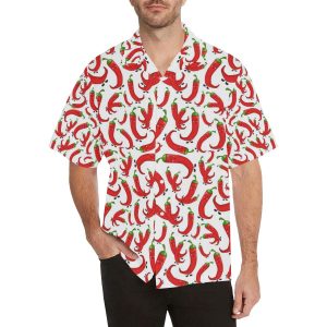 Red Chili Pattern Men's All Over Print Hawaiian Shirt- For men and women - Fanshubus