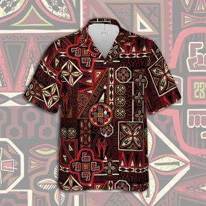 Red Rum Pattern Hawaiian Shirt- For men and women - Fanshubus