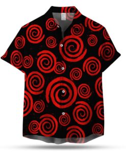 RED SPIRAL UNISEX HAWAIIAN SHIRT .