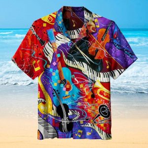 Retro Musical Instrument Pattern Hawaiian Shirt For Men Women- For men and women - Fanshubus