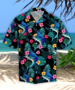 Sailfishs Hibiscus Tropical Hawaiian Shirt For Men Women- For men and women - Fanshubus