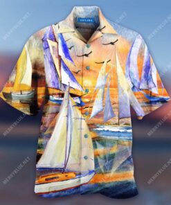 Sailing Under The Sunset Hawaiian Shirt- For men and women - Fanshubus