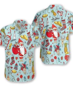 Santa Clau Pattern   Hawaiian Shirt .