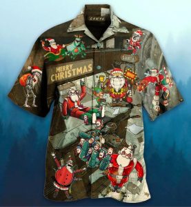 Santa Claus Robot Hawaiian Shirt For Men Women- For men and women - Fanshubus