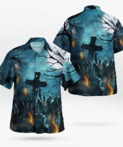 Scary Night Ghost Halloween Hawaiian Shirt- For men and women - Fanshubus