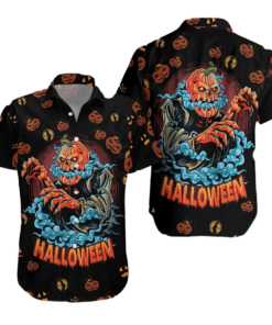 Scary Pumpkin Halloween Hawaiian Shirt For Men Women- For men and women - Fanshubus