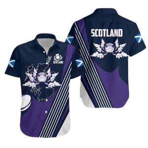 Scotland Rugby Hawaiian Shirt Thistle Map Th5 .