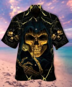 Scratched Skull Halloween Hawaiian Shirt- For men and women - Fanshubus