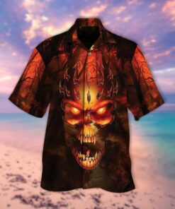 Screaming Skull Halloween Hawaiian Shirt- For men and women - Fanshubus