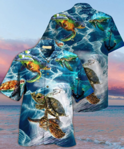 Sea Turtle Beach 3D Print Polyester Hawaiian Shirt - For Men and Women Fanshubus