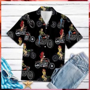 Sexy Girl Motorbike Hawaiian Shirt- For men and women - Fanshubus