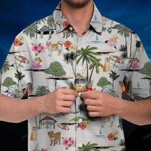 Shiba Inu Hawaiian Shirt Hawaii Beach Retro - Fanshubus