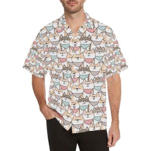 Shiba Inu Pattern Men's All Over Print Hawaiian Shirt- For men and women - Fanshubus