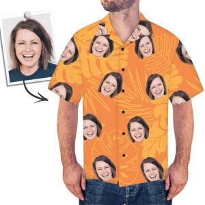 Shirt Men's Hawaiian Shirt Orange