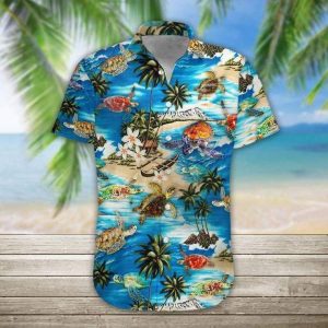 Shirtea Turtle Shirturfing Shirtummer ibe Tropical Hawaiian Aloha Shirt- For men and women - Fanshubus