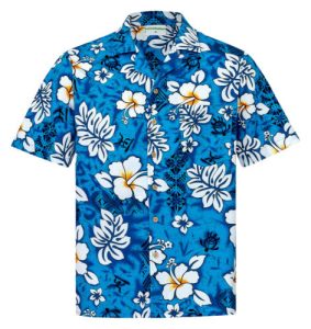 Short Sleeve Summer Beach Hawaiian Shirt - Flower Blue -AHW300722-1 - For men and women - Fanshubus
